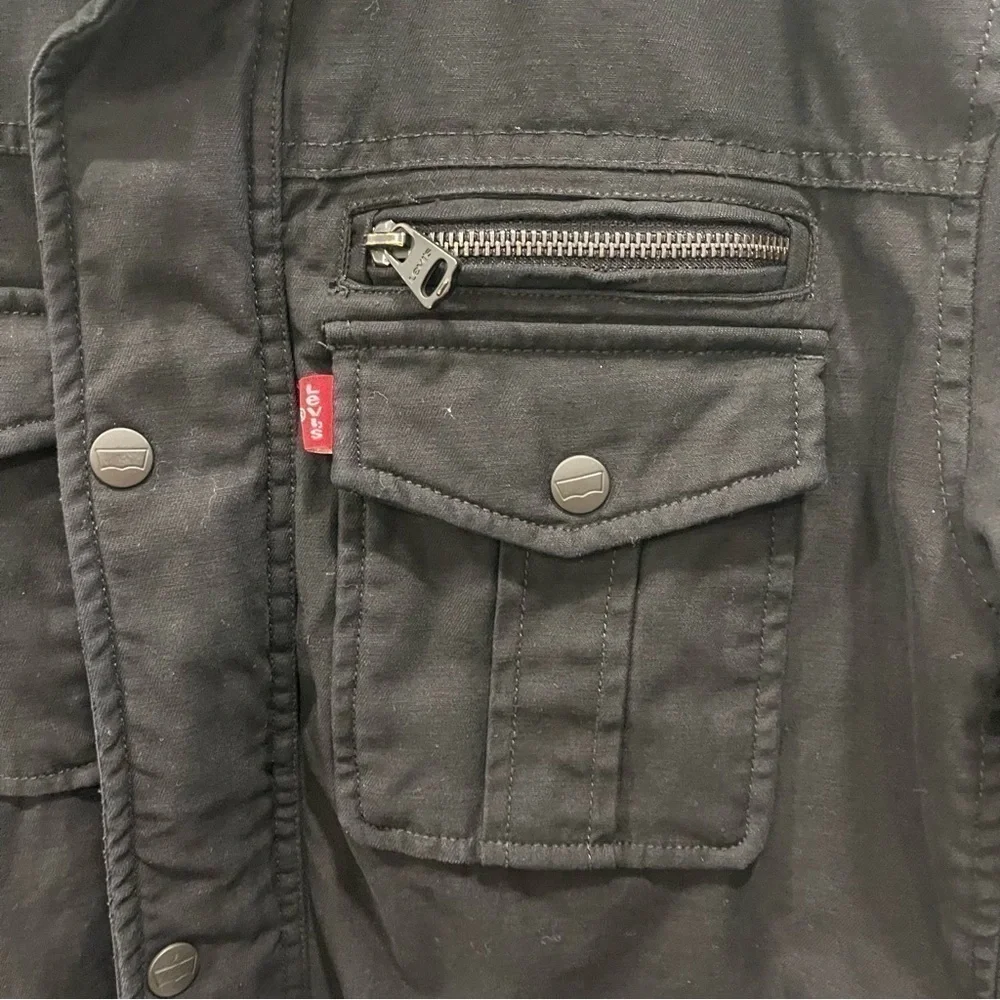 Levi’s Men’s Stand Collar Military Field Jacket Black Classic